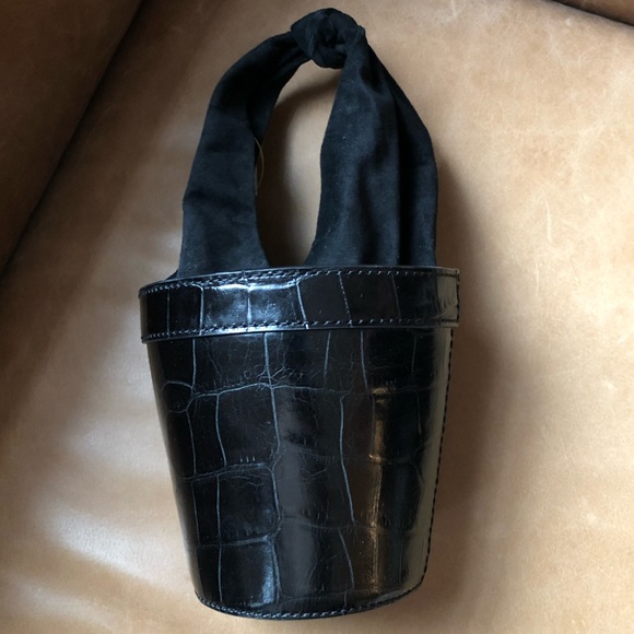 STAUD Handbags - STAUD Britt leather croc suede tie handle bucket bag